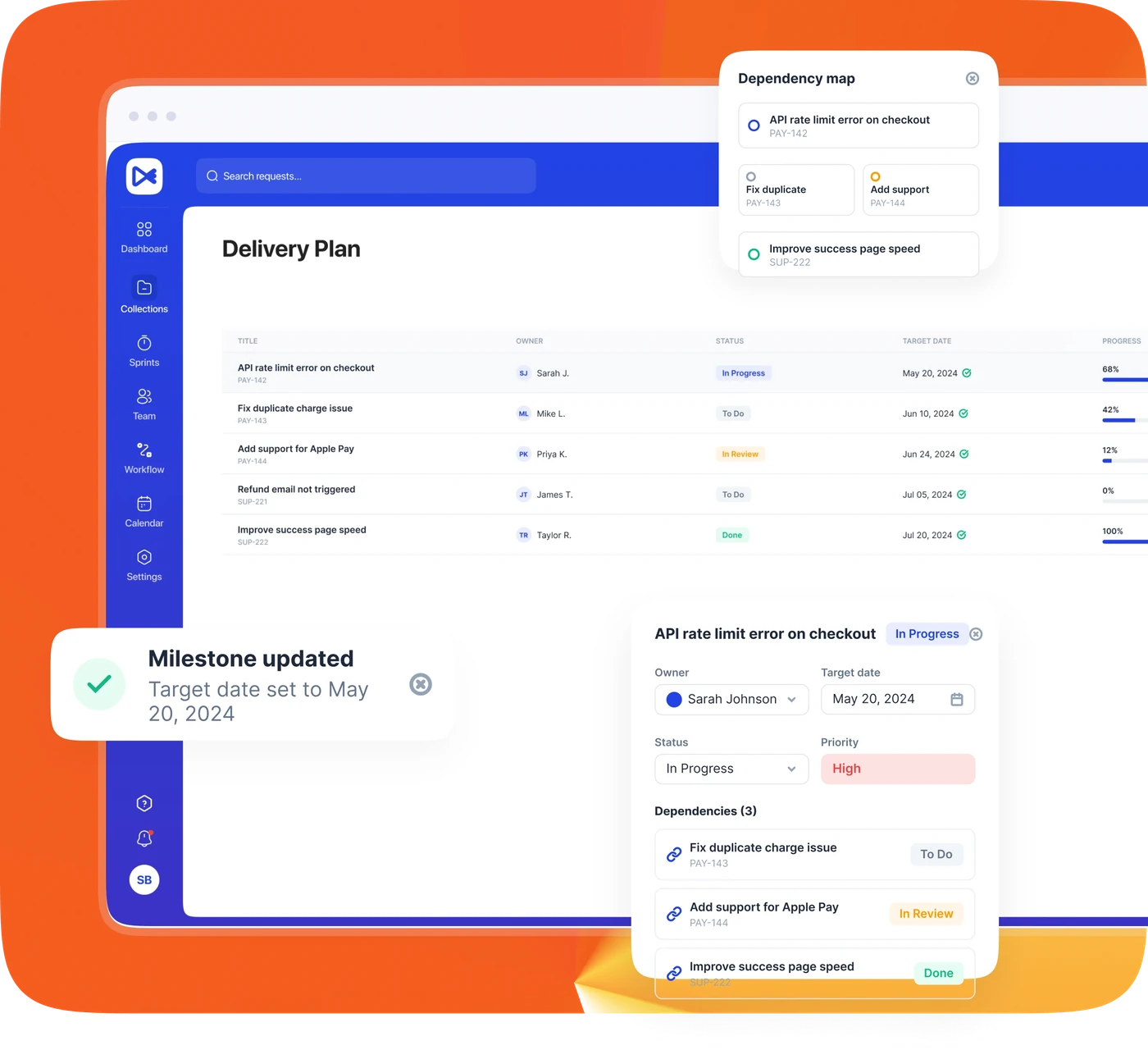 Matico delivery plan with milestones, dependency map, and ticket details